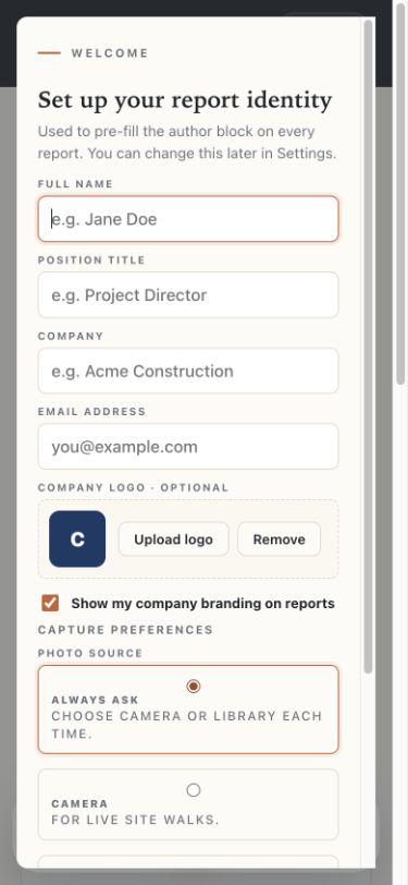 SOR report identity setup